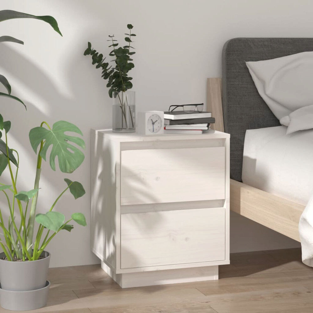 vidaXL Sängbord vit 40x35x50 cm massiv furu