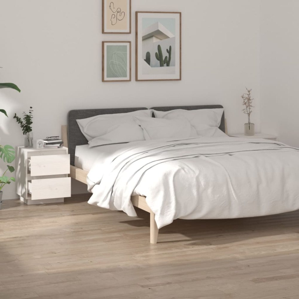vidaXL Sängbord 2 st vit 40x35x50 cm massiv furu