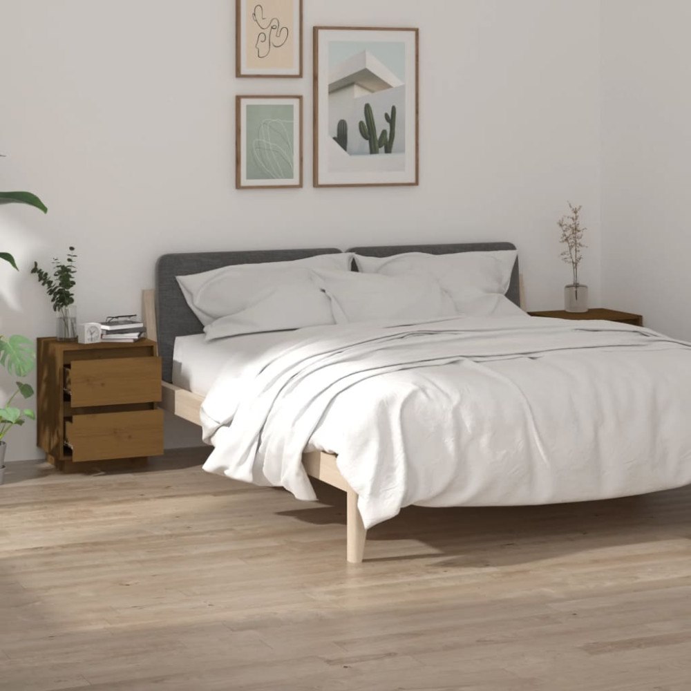 vidaXL Sängbord 2 st honungsbrun 40x35x50 cm massiv furu