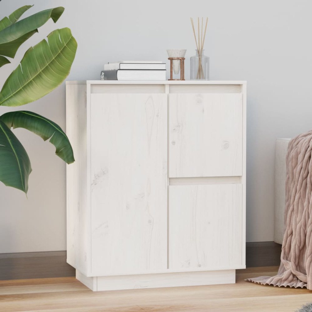 vidaXL Skänk vit 60x34x75 cm massiv furu