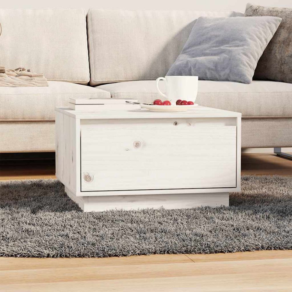 vidaXL Soffbord vit 55x56x32 cm massiv furu