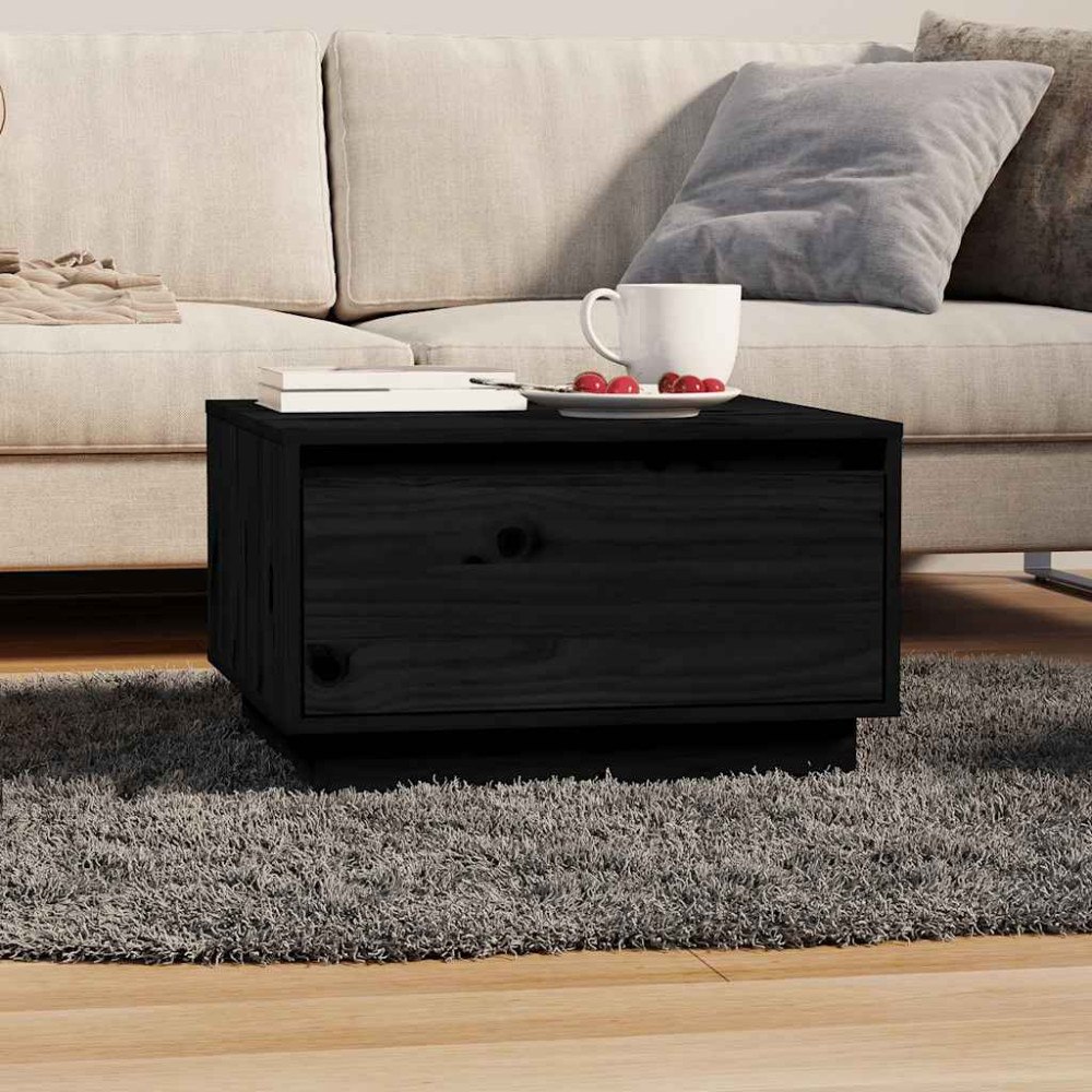 vidaXL Soffbord svart 55x56x32 cm massivt furu