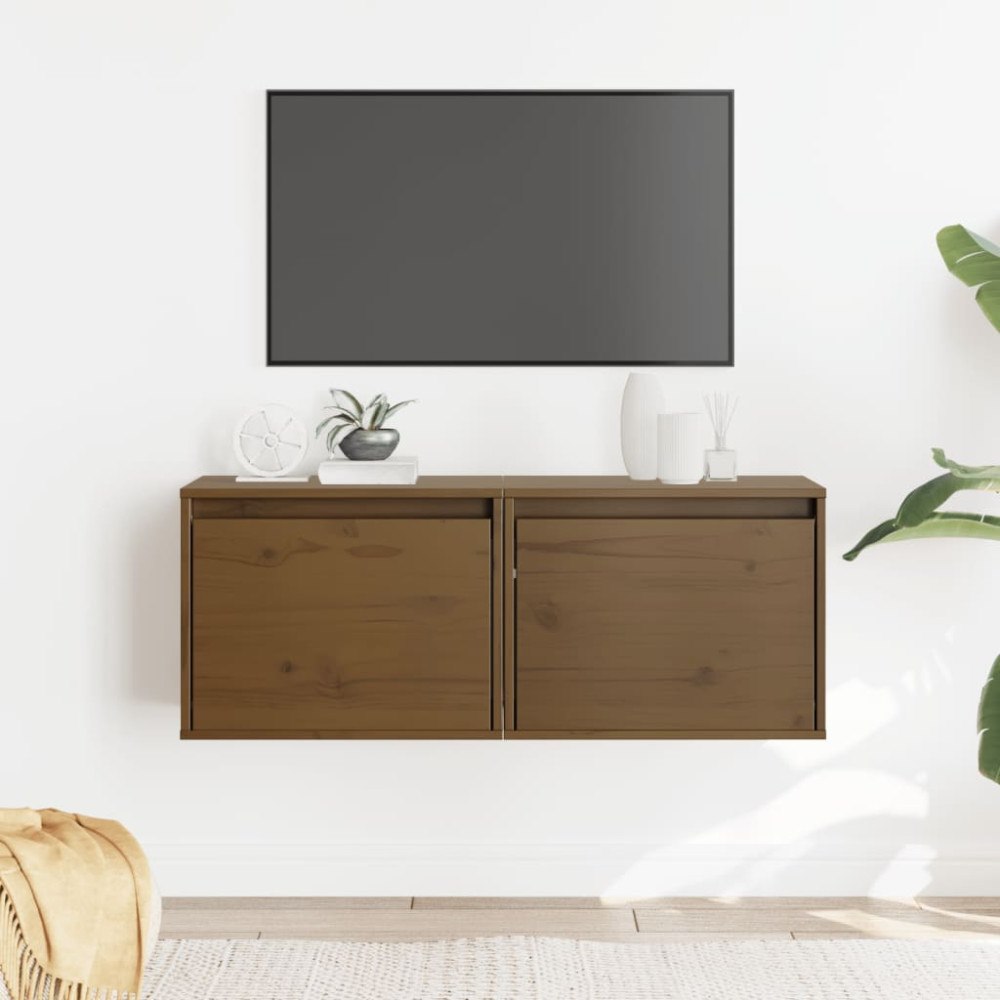 vidaXL Väggskåp 2 st honungsbrun 45x30x35 cm massiv furu