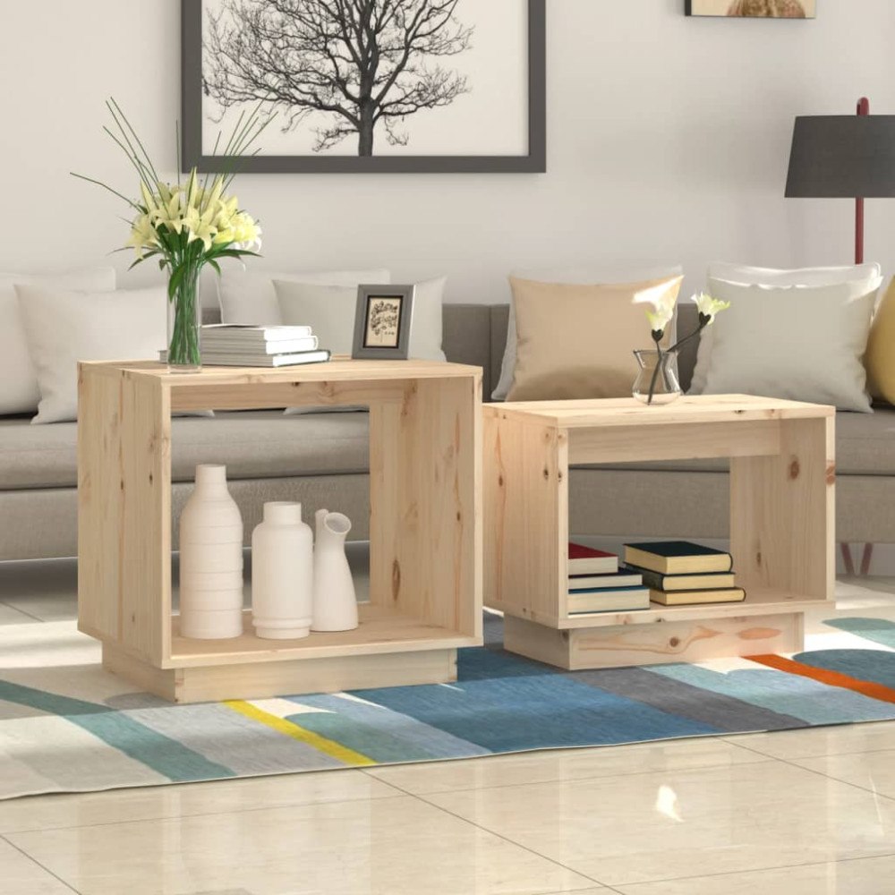 vidaXL Satsbord 2 st massiv furu