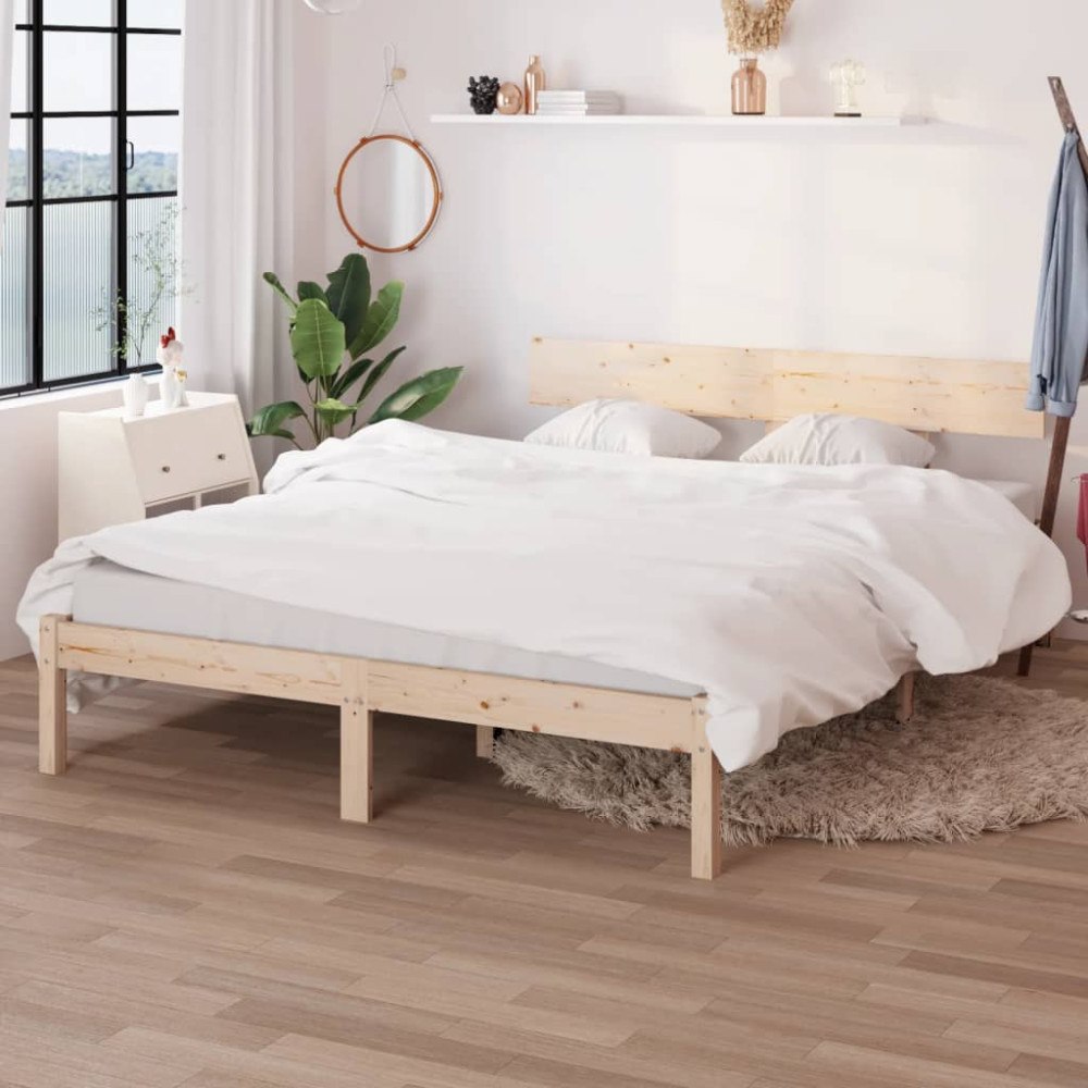 vidaXL Sängram massiv furu 150x200 cm