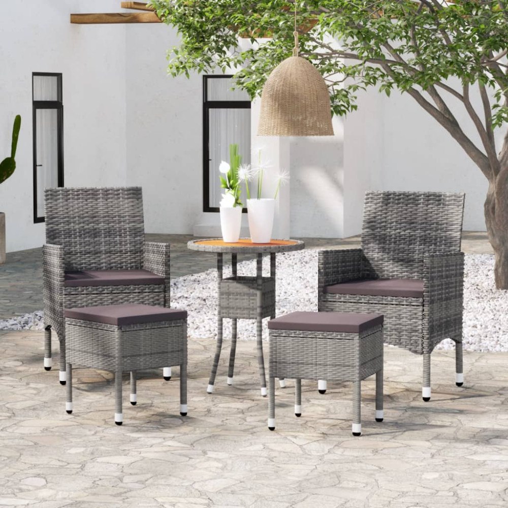vidaXL Loungegrupp för trädgården 5 delar konstrotting grå