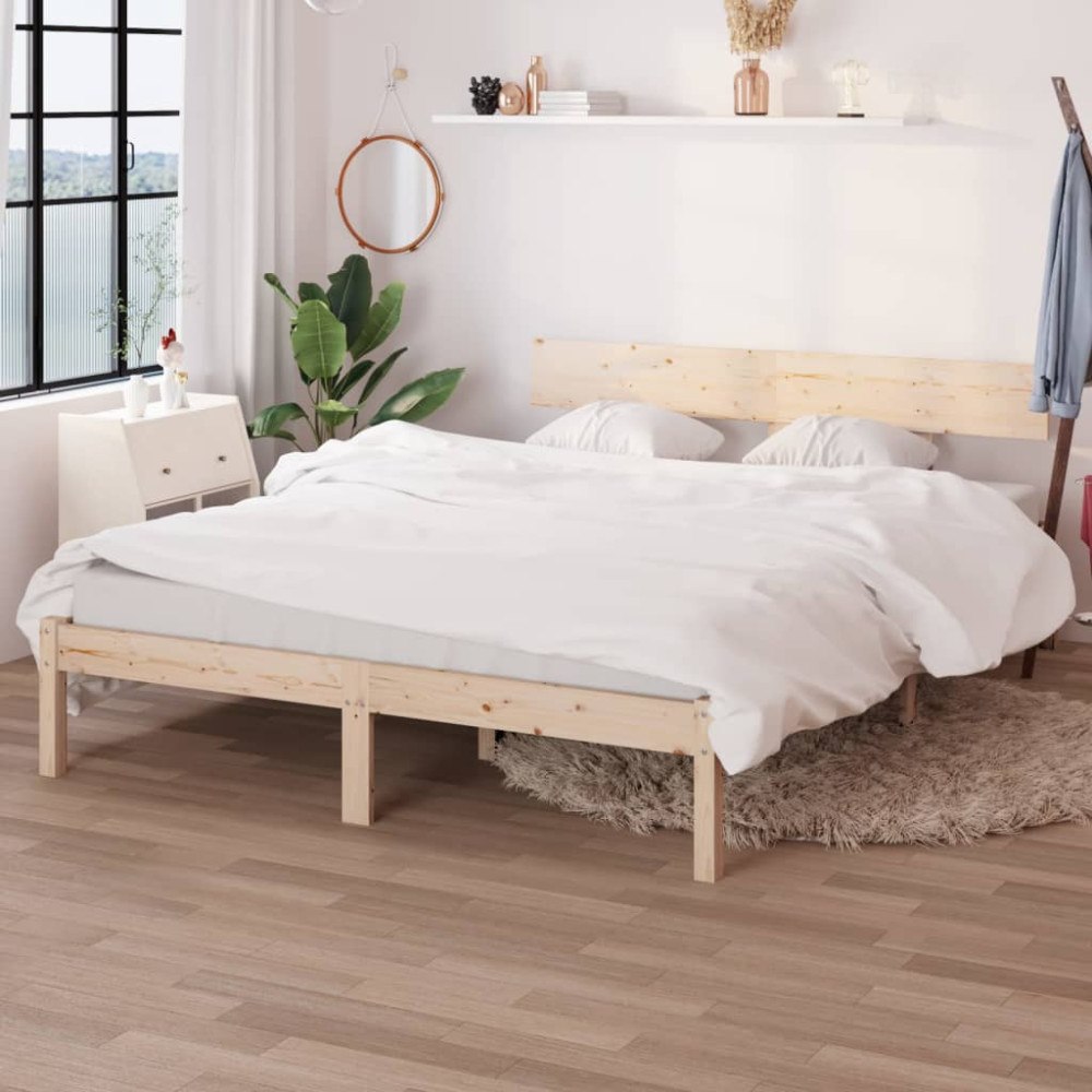 vidaXL Sängram massiv furu 140x190 cm