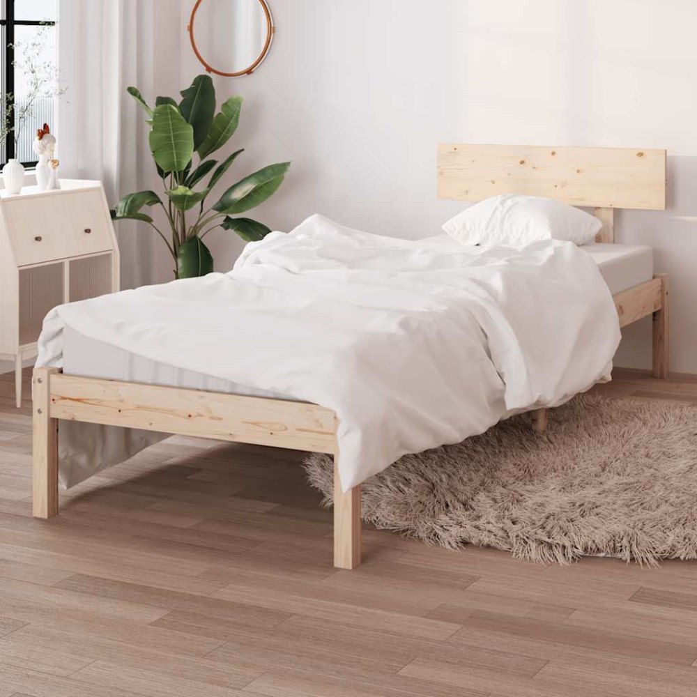 vidaXL Sängram massiv furu 90x200 cm