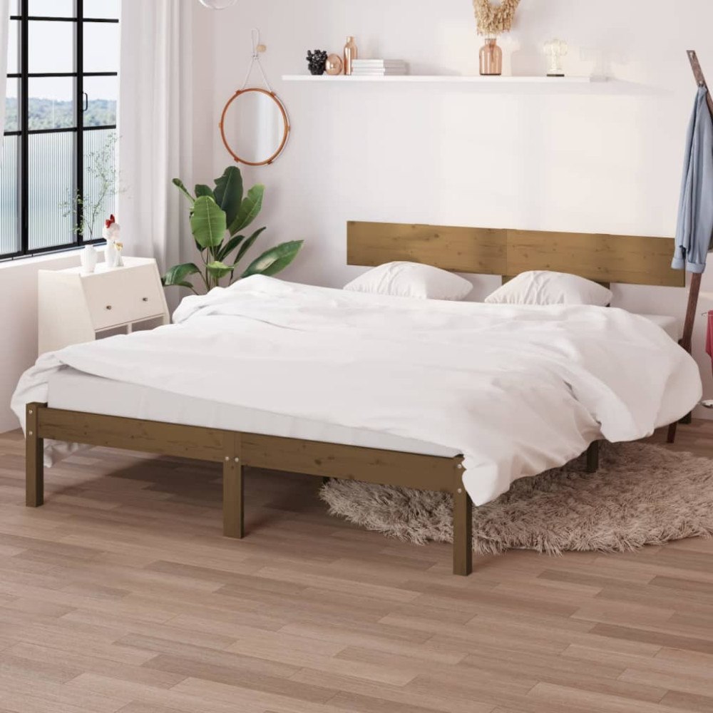 vidaXL Sängram honungsbrun massiv furu 120x200 cm