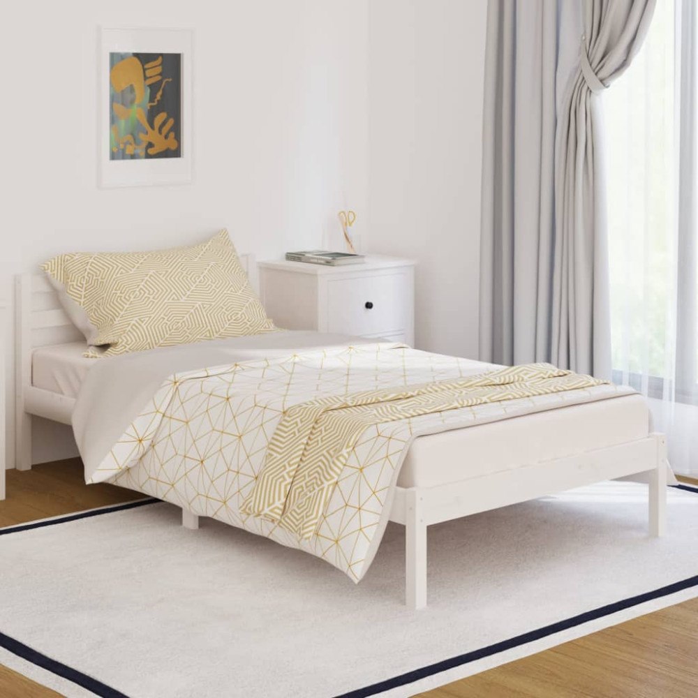 vidaXL Sängram vit massiv furu 100x200 cm