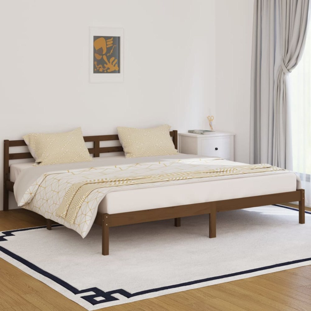 vidaXL Sängram massiv furu 200x200 cm honungsbrun