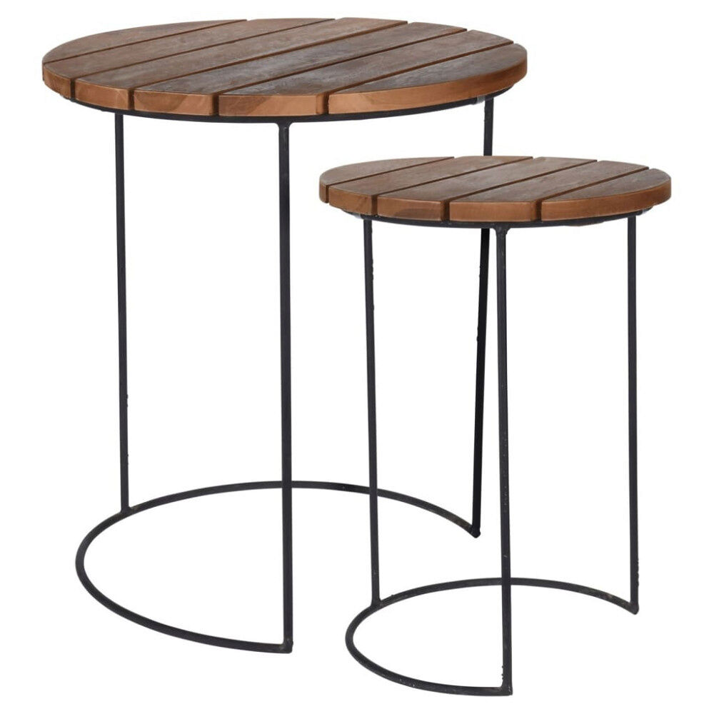 H&S Collection H&S Collection Sidobord 2 delar teak brun