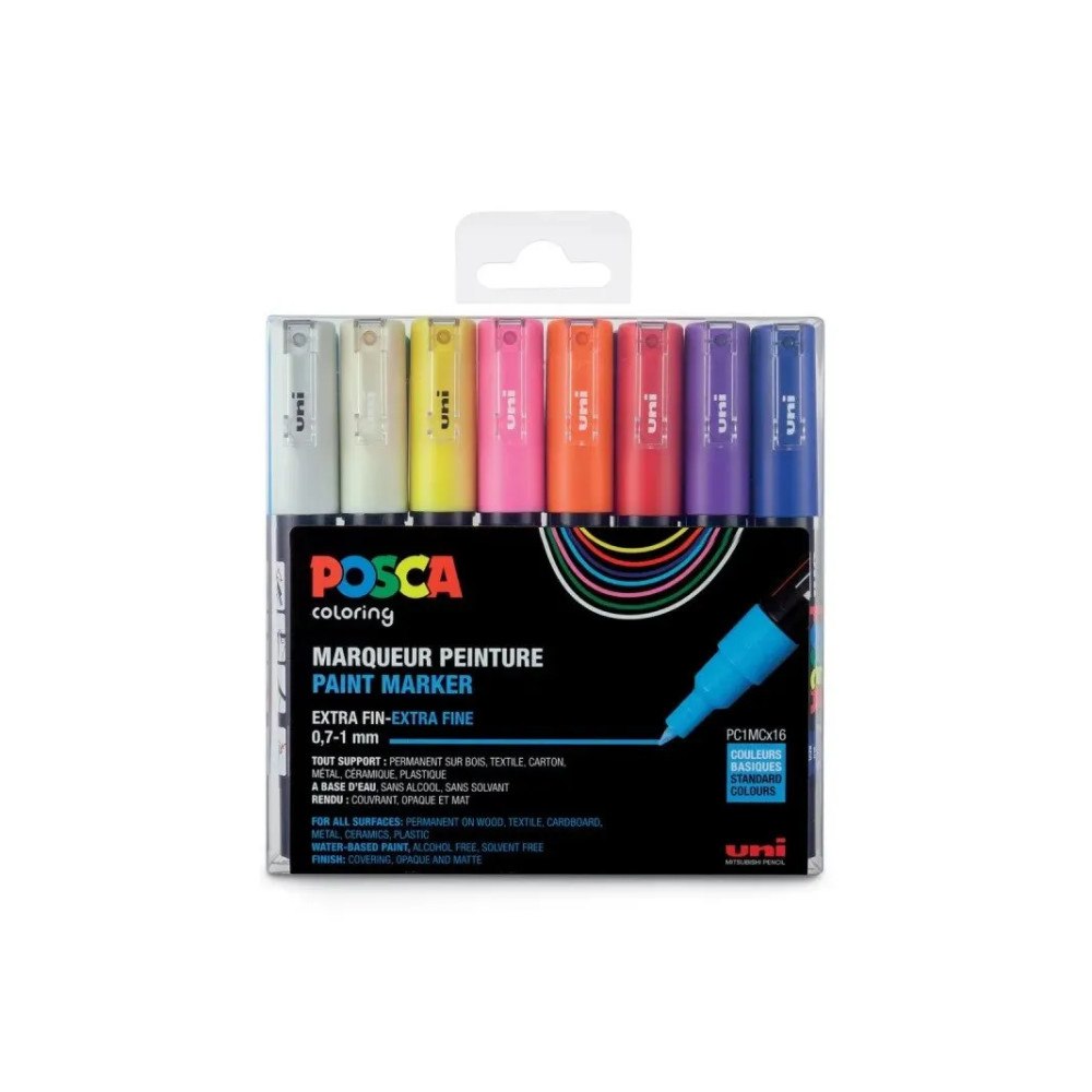 POSCA POSCA PC-1M, Multifärg, Multifärg, 16 färger, Extra Fin, 0,7...