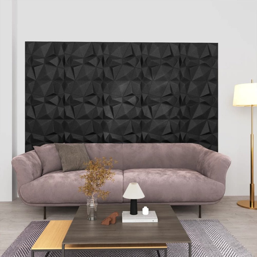 vidaXL 3D Väggpaneler 24 st 50x50 cm diamant svart 6 m²