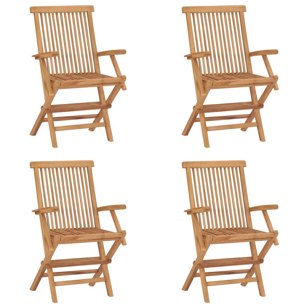 vidaXL Hopfällbara trädgårdsstolar 4 st massiv teak