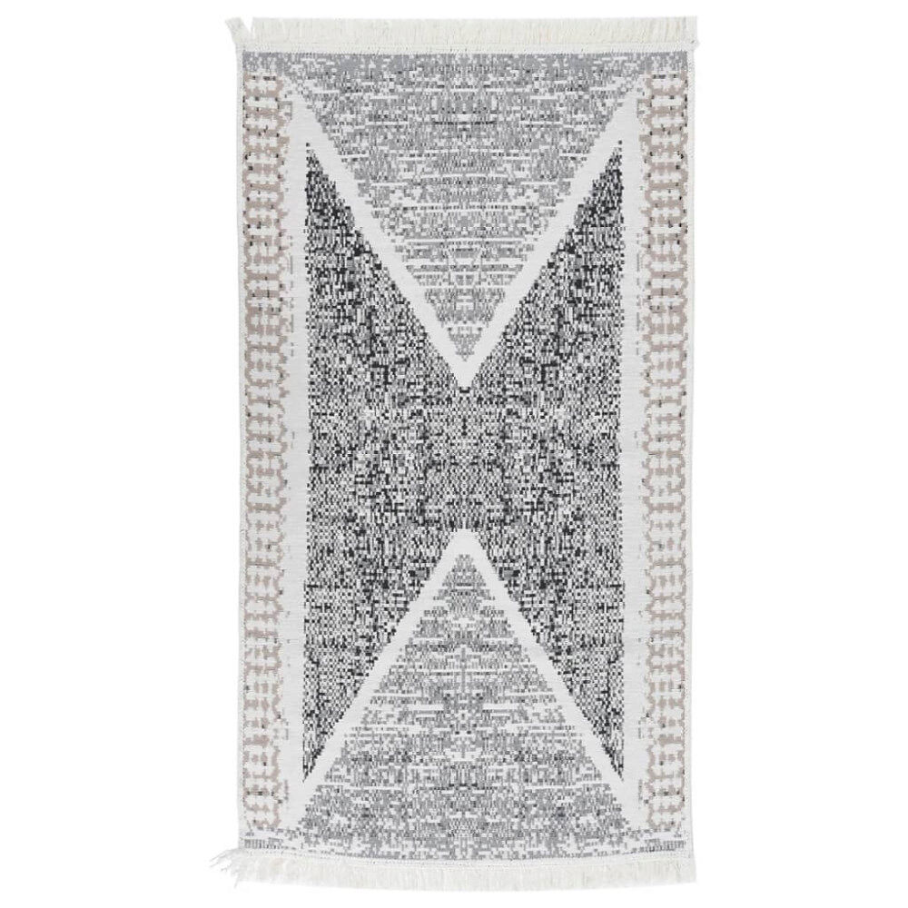 vidaXL Matta svart och grå 120x180 cm bomull