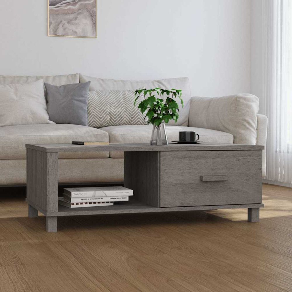 vidaXL Soffbord HAMAR ljusgrå 100x55x35 cm massiv furu