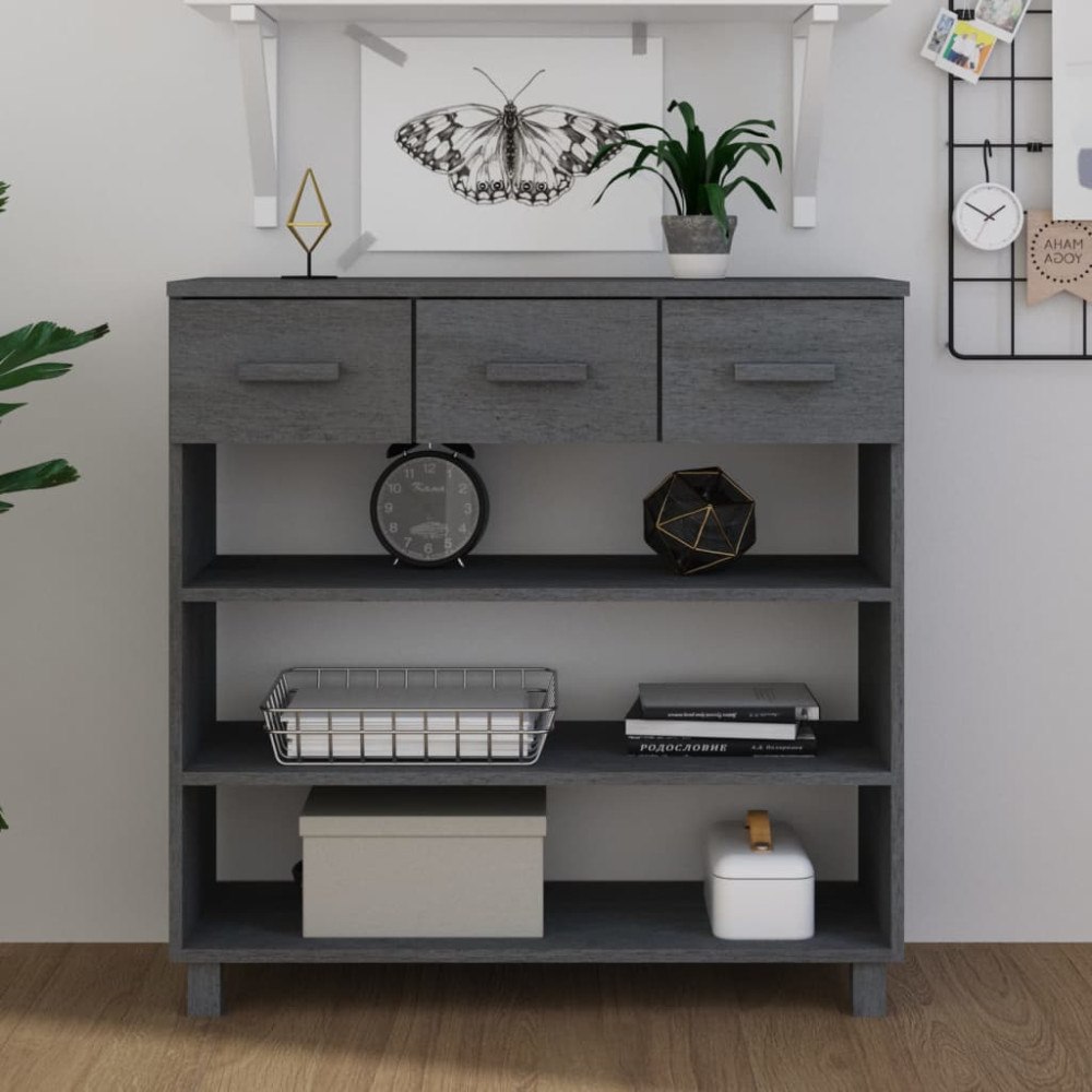 vidaXL Konsolbord HAMAR mörkgrå 90x35x90 cm massiv furu