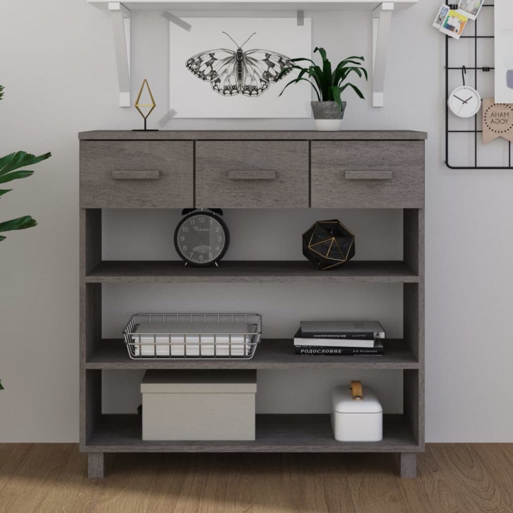 vidaXL Konsolbord HAMAR ljusgrå 90x35x90 cm massiv furu