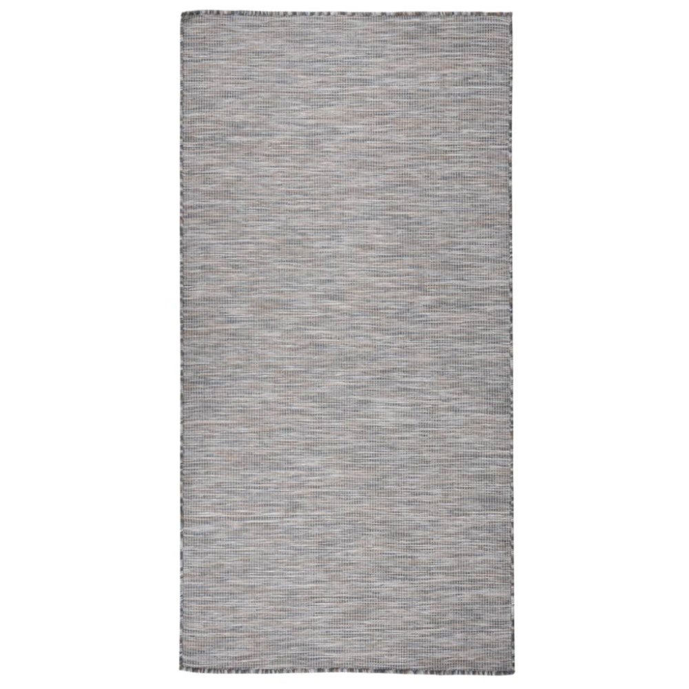 vidaXL Utomhusmatta plattvävd 100x200 brun och blå