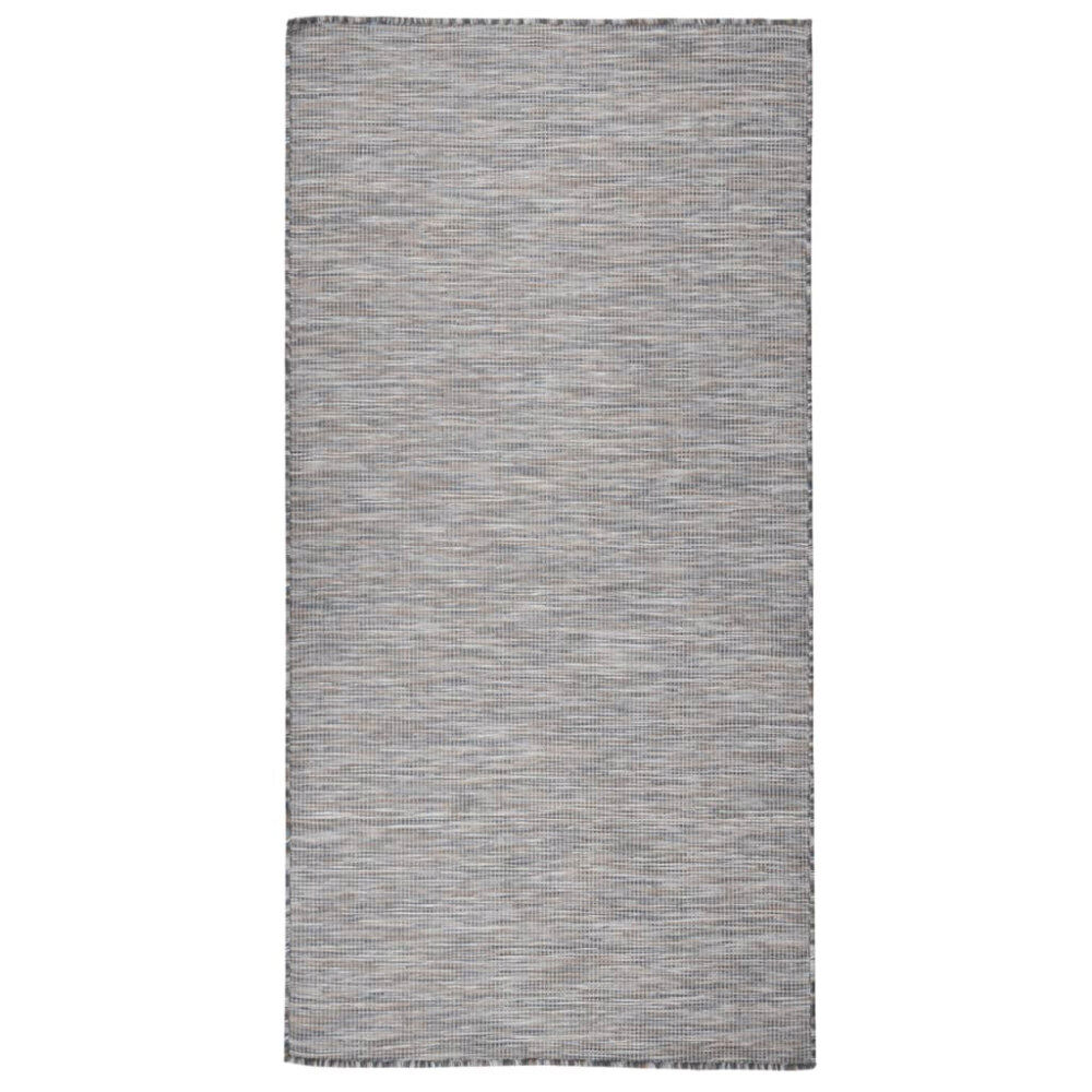 vidaXL Utomhusmatta plattvävd 100x200 brun och blå
