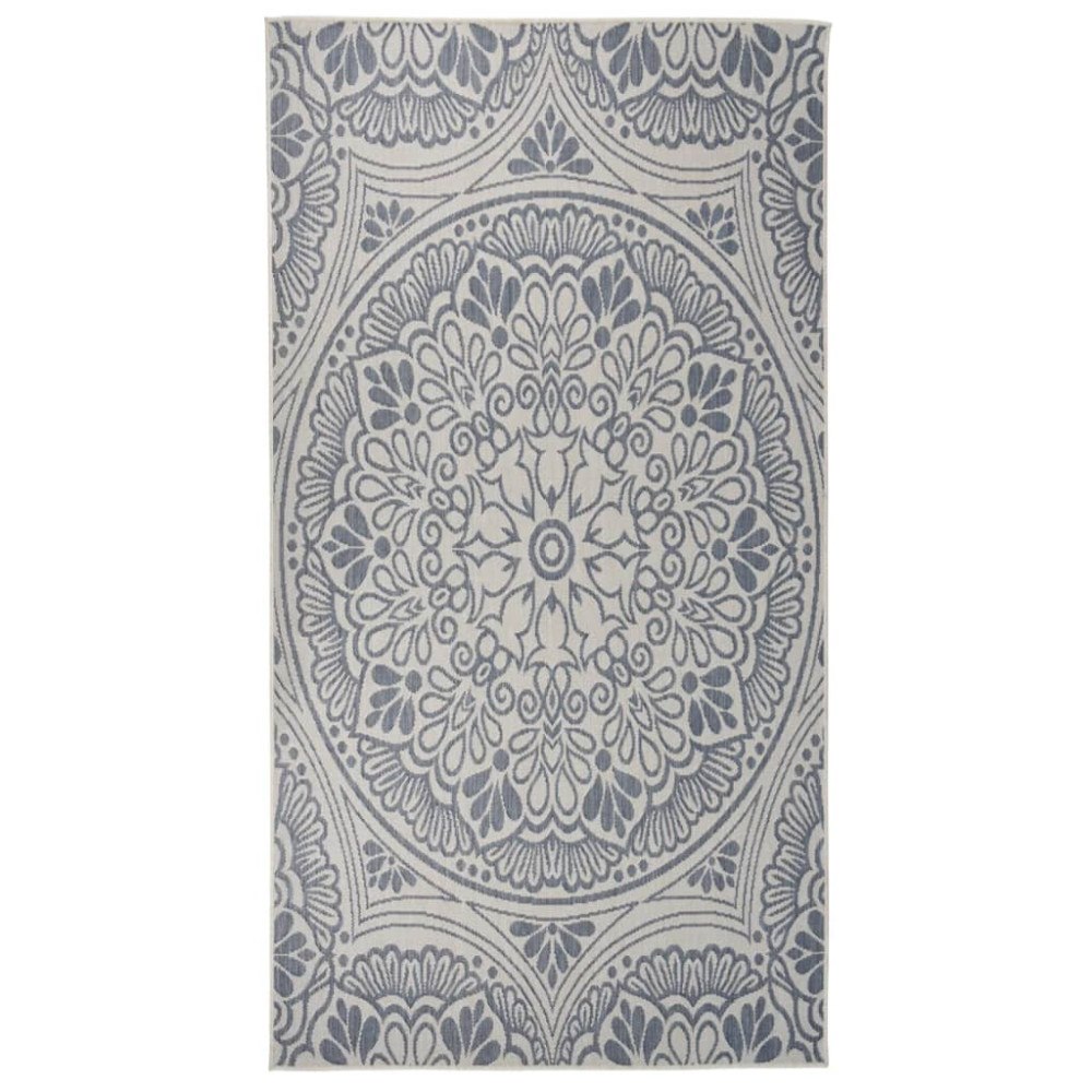 vidaXL Utomhusmatta plattvävd 80x150 cm blått tryck