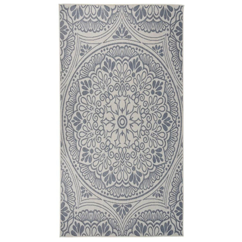 vidaXL Utomhusmatta plattvävd 80x150 cm blått tryck