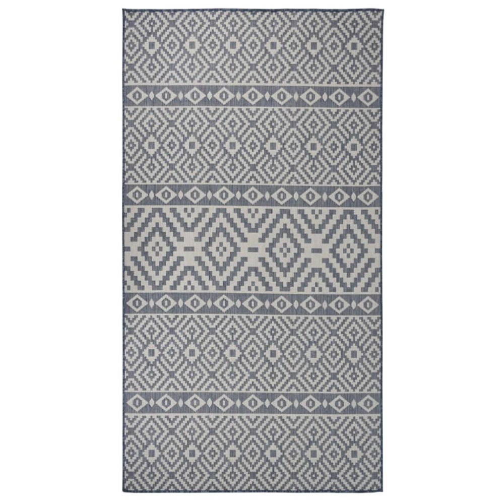vidaXL Utomhusmatta plattvävd 80x150 cm blå ränder
