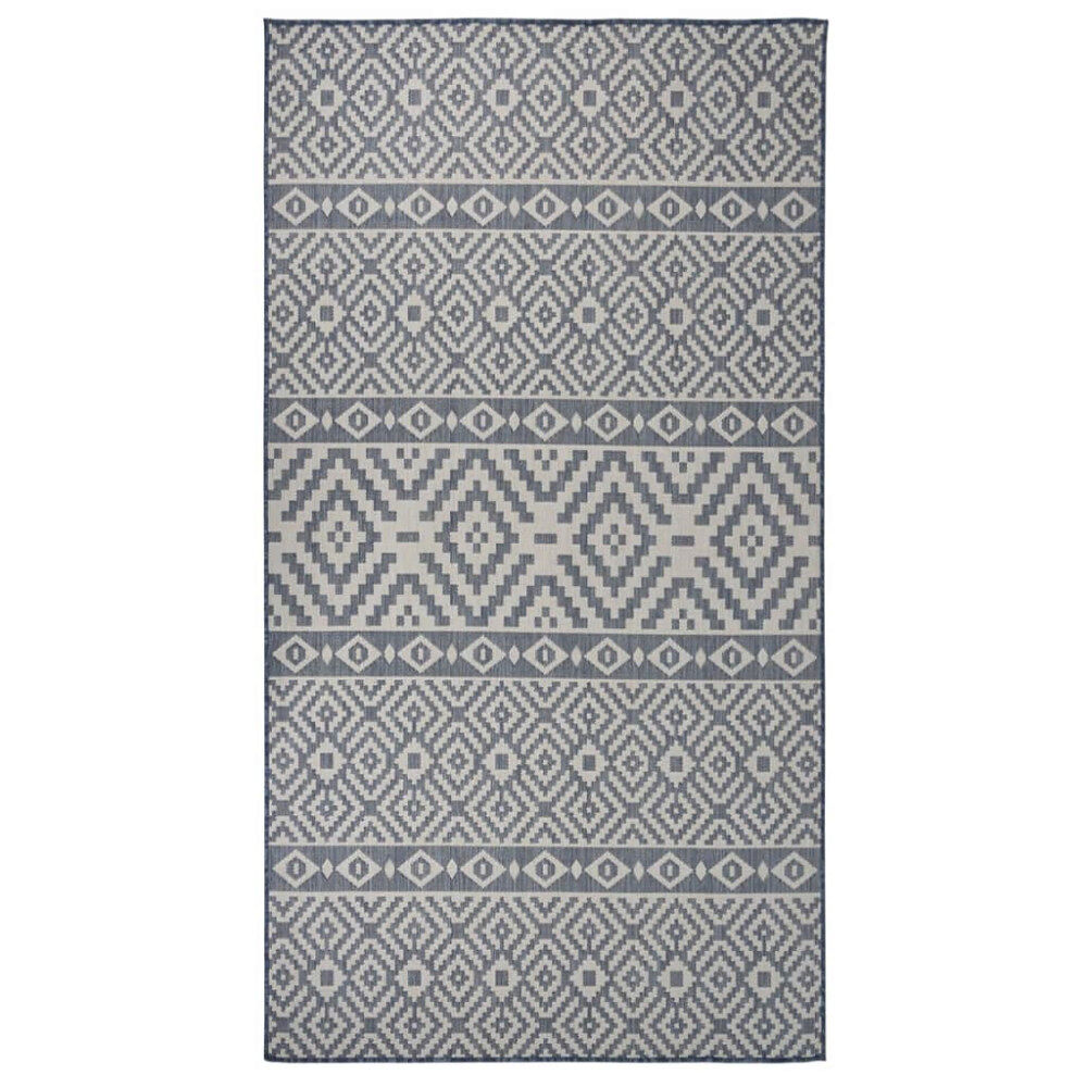 vidaXL Utomhusmatta plattvävd 80x150 cm blå ränder