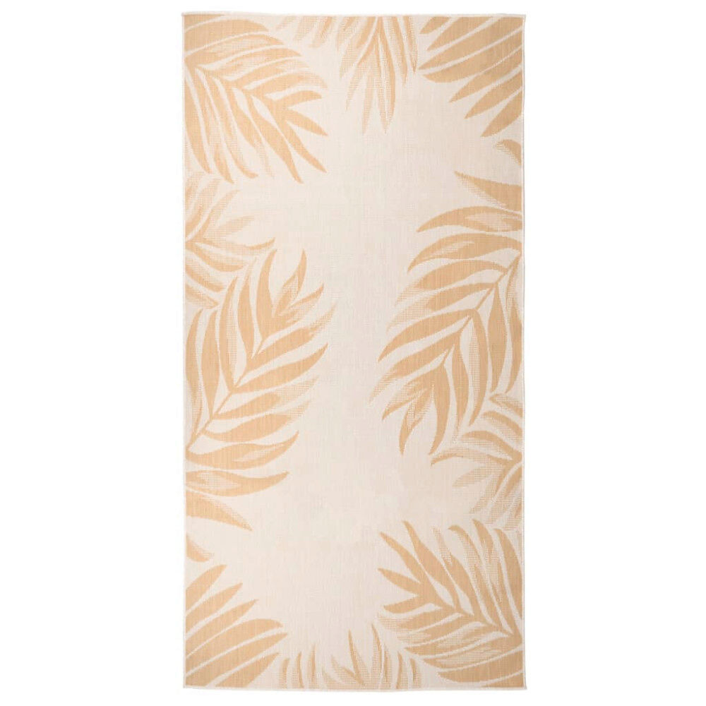 vidaXL Utomhusmatta plattvävd 100x200 cm bladmönstrad
