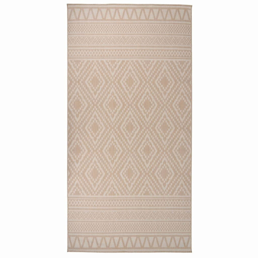 vidaXL Utomhusmatta plattvävd 100x200 brun ränder