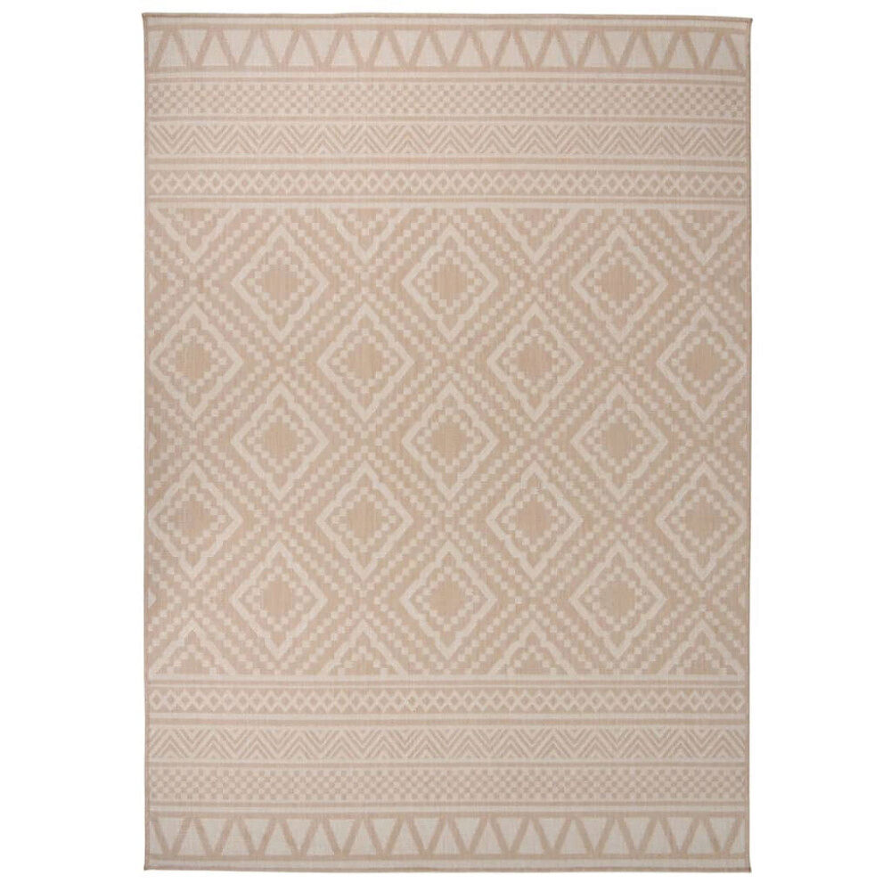 vidaXL Utomhusmatta plattvävd 120x170 cm brun ränder