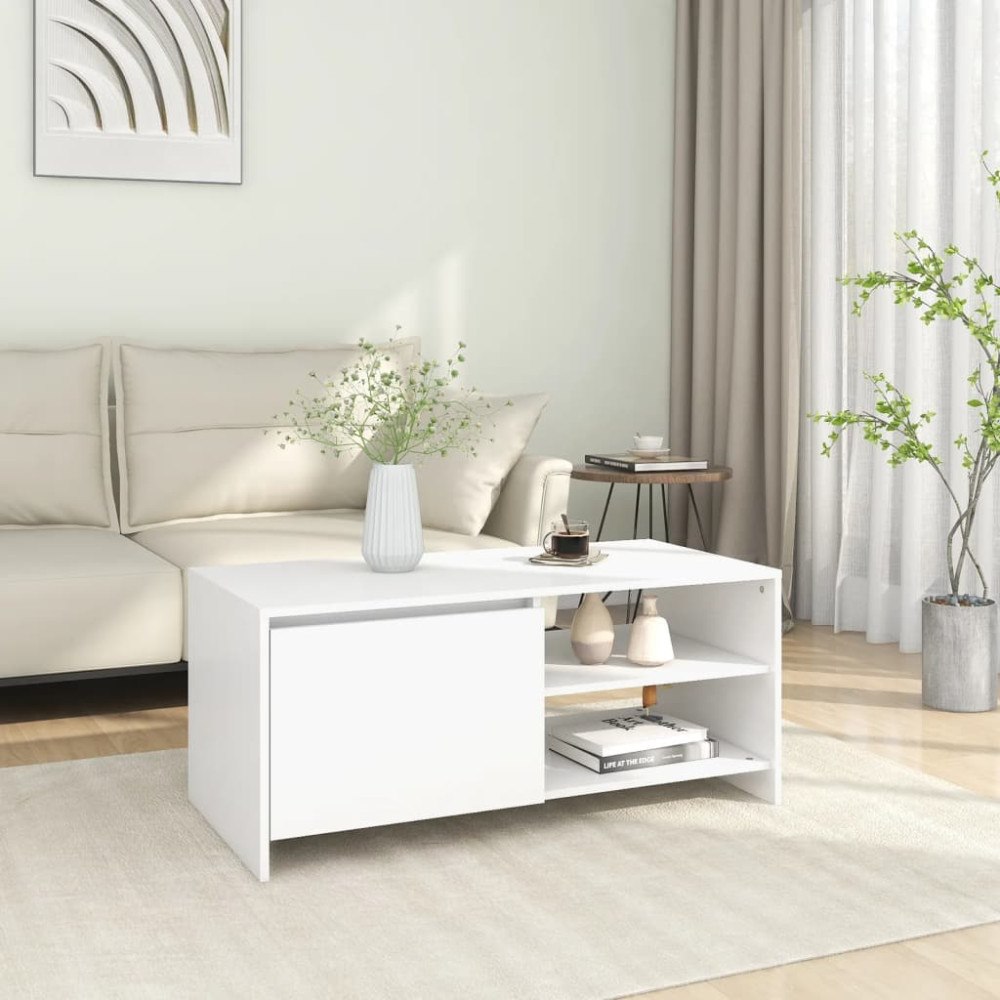 vidaXL Soffbord vit 102x50x45 cm konstruerat trä