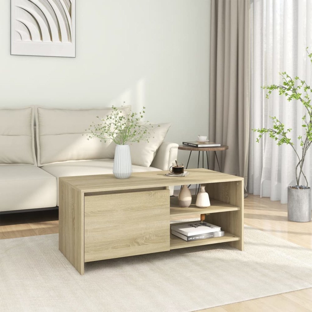 vidaXL Soffbord sonoma-ek 102x50x45 cm konstruerat trä