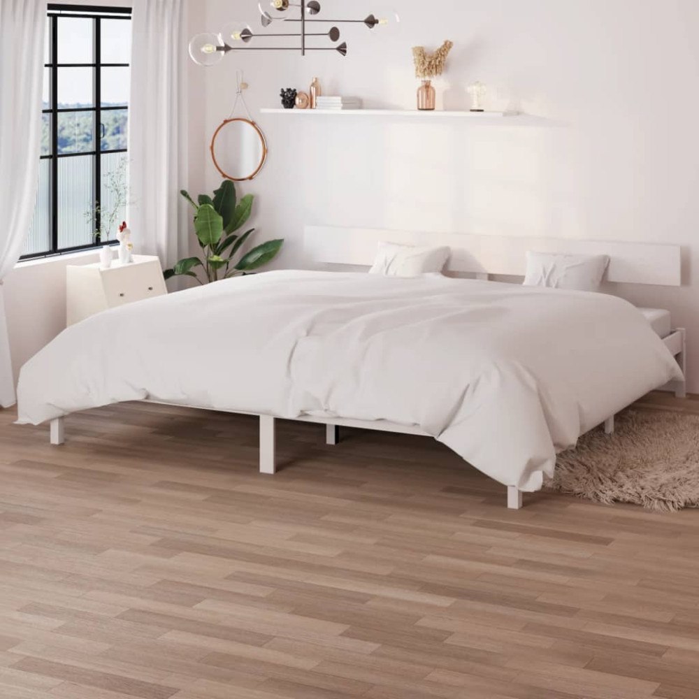 vidaXL Sängram vit massiv furu 180x200 cm