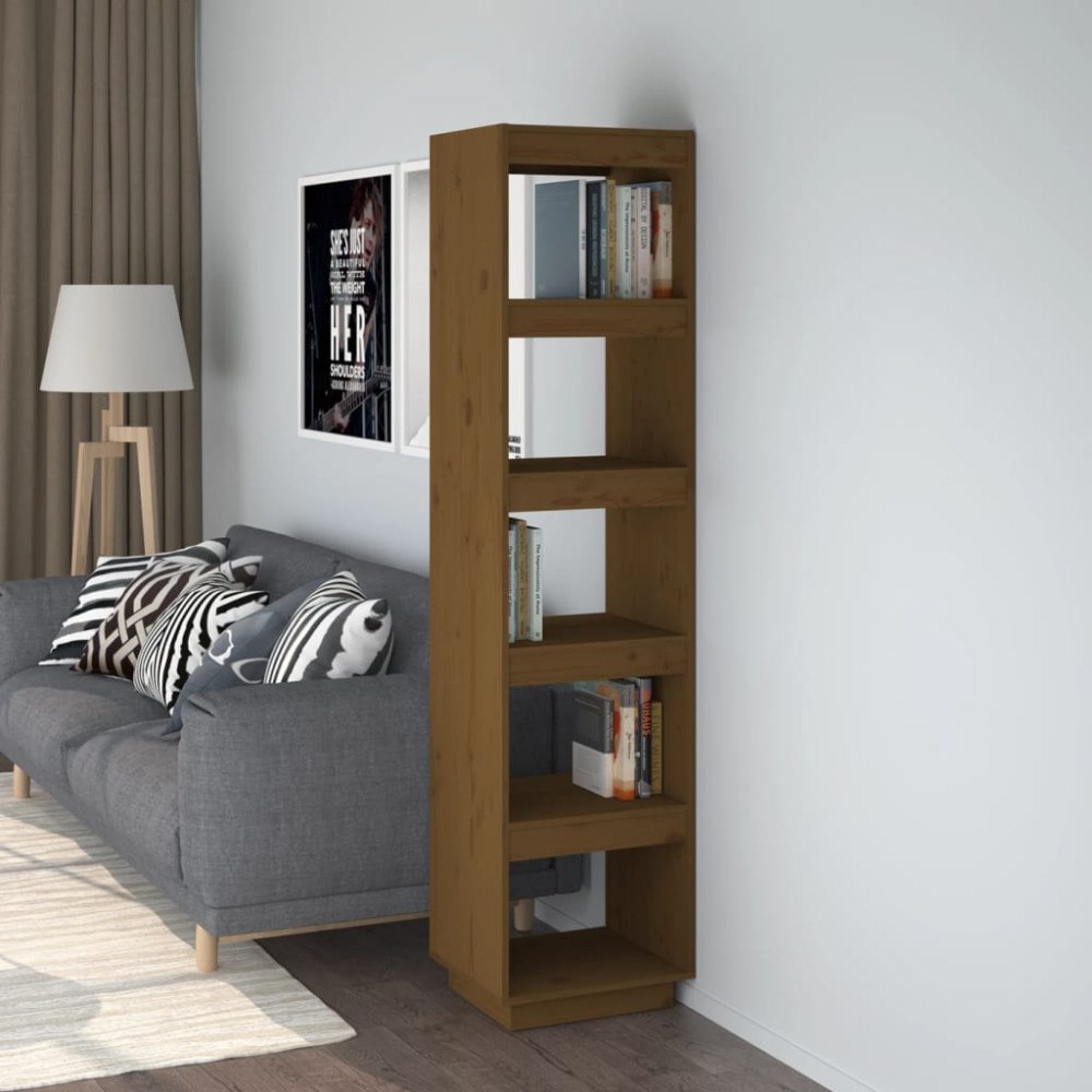 vidaXL Bokhylla/Rumsavdelare honungsbrun 40x35x167 cm massiv furu