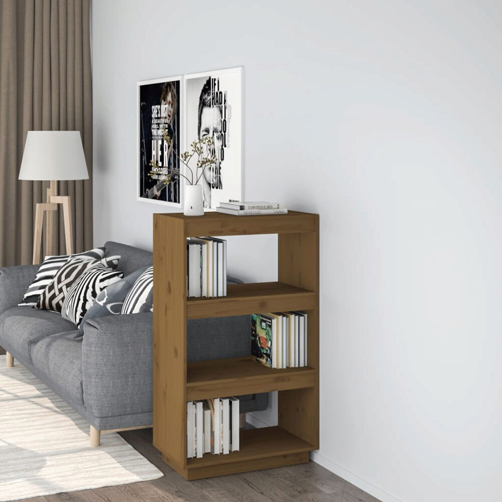 vidaXL Bokhylla/Rumsavdelare honungsbrun 60x35x103 cm massiv furu
