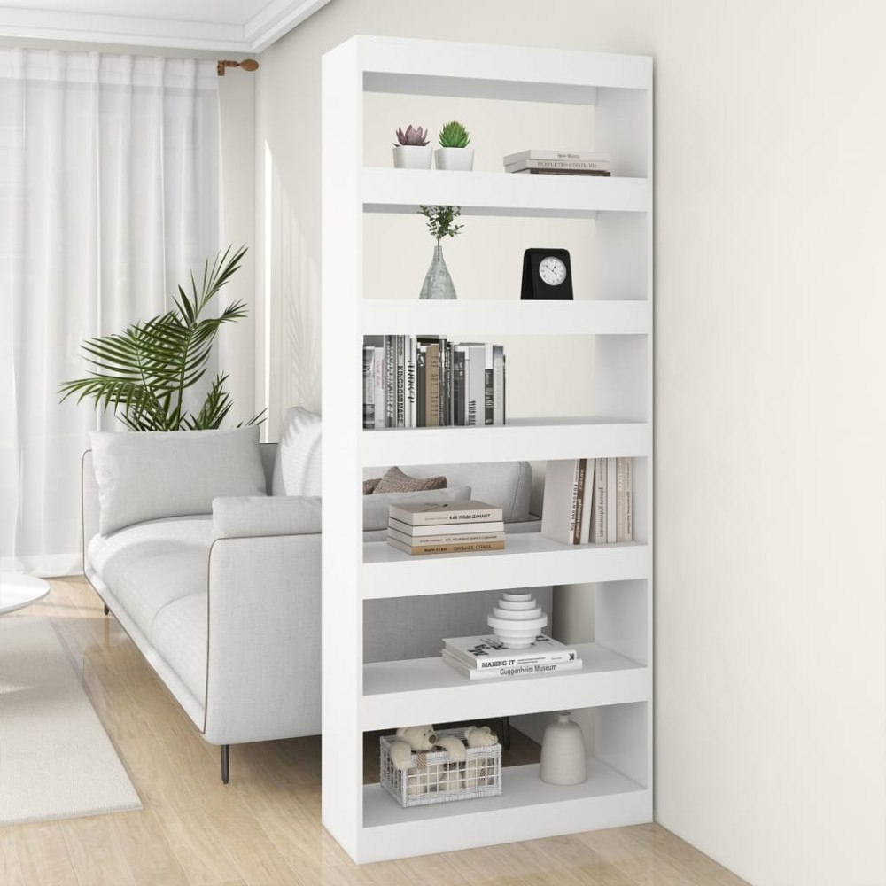 vidaXL Bokhylla/rumsavdelare vit 80x30x198 cm konstruerat trä