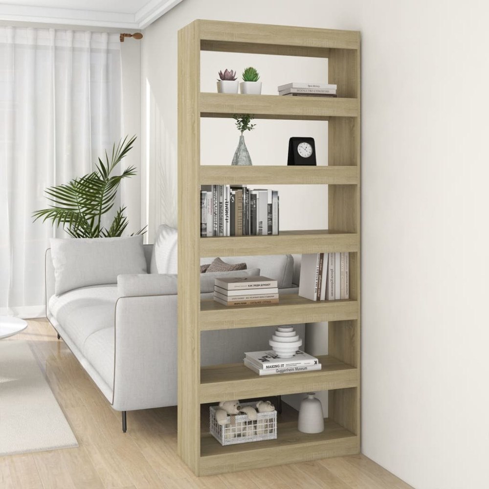 vidaXL Bokhylla/Rumsavdelare sonoma-ek 80x30x198 cm konstruerat trä