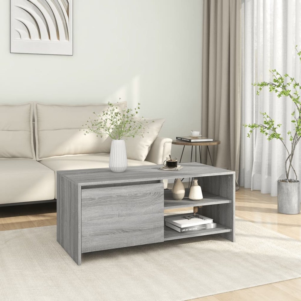 vidaXL Soffbord grå sonoma 102x50x45 cm konstruerat trä