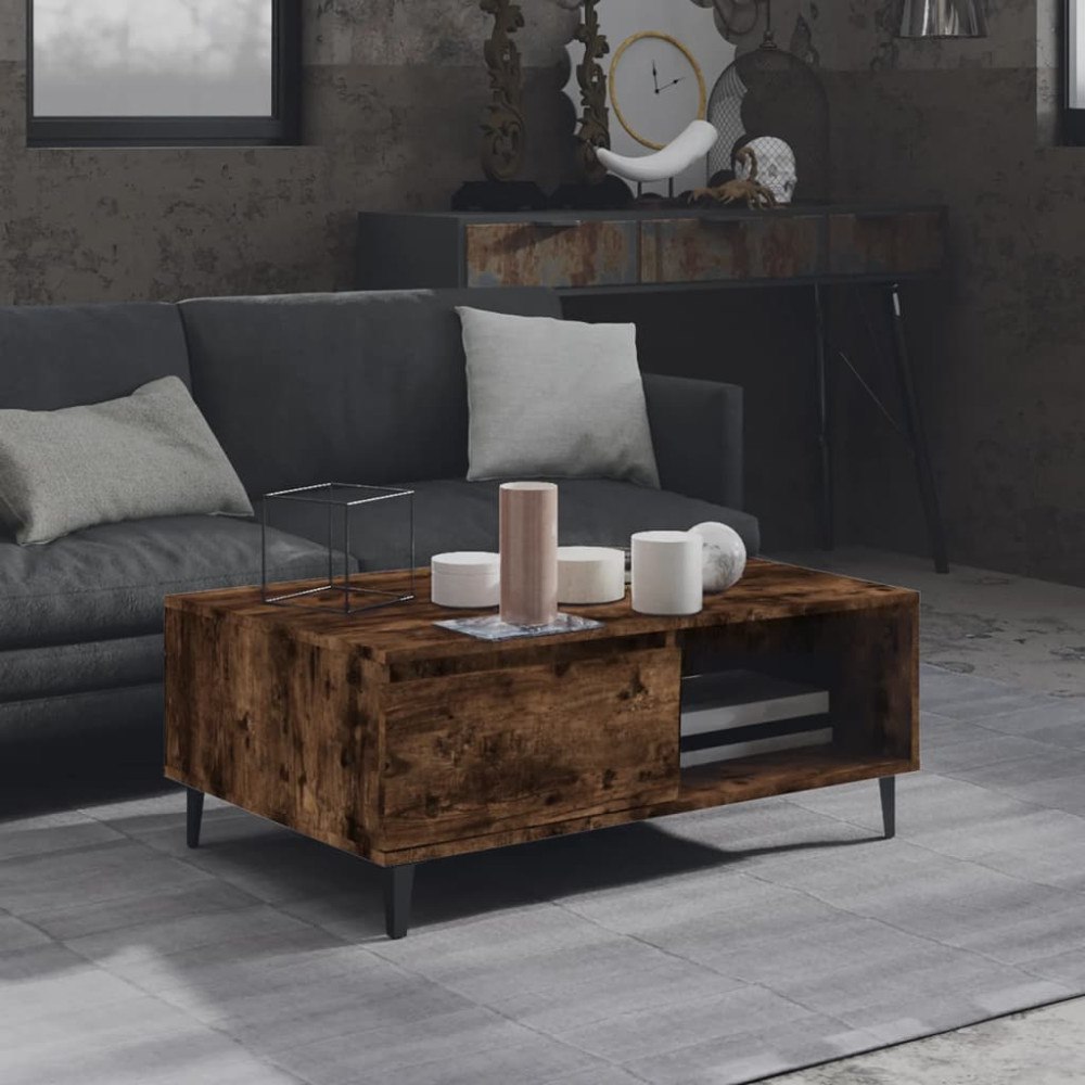 vidaXL Soffbord rökfärgad ek 90x60x35 cm konstruerat trä