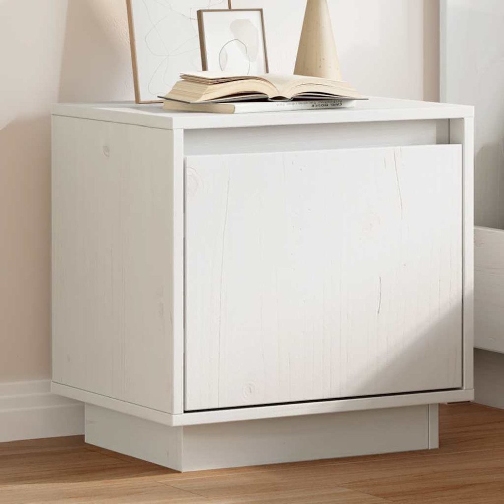 vidaXL Sängbord vit 40x30x40 cm massiv furu