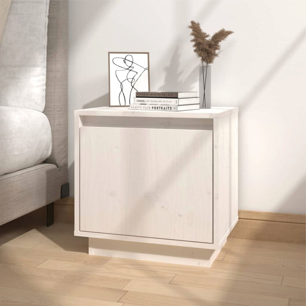 vidaXL Sängbord vit 40x30x40 cm massiv furu