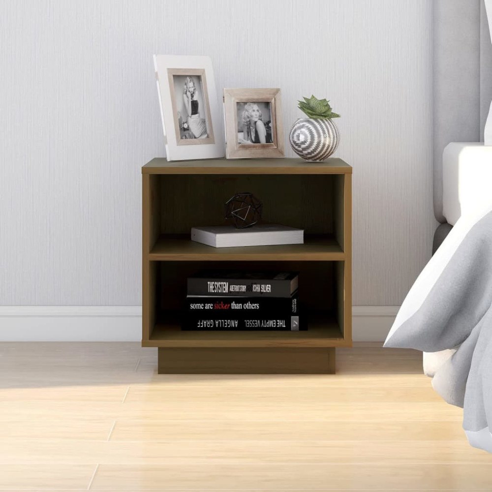 vidaXL Sängbord honungsbrun 40x34x40 cm massiv furu