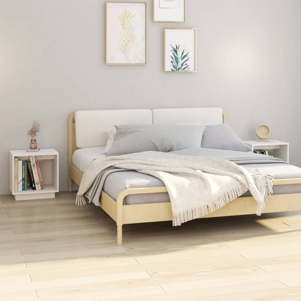 vidaXL Sängbord 2 st vit 40x30x40 cm massiv furu