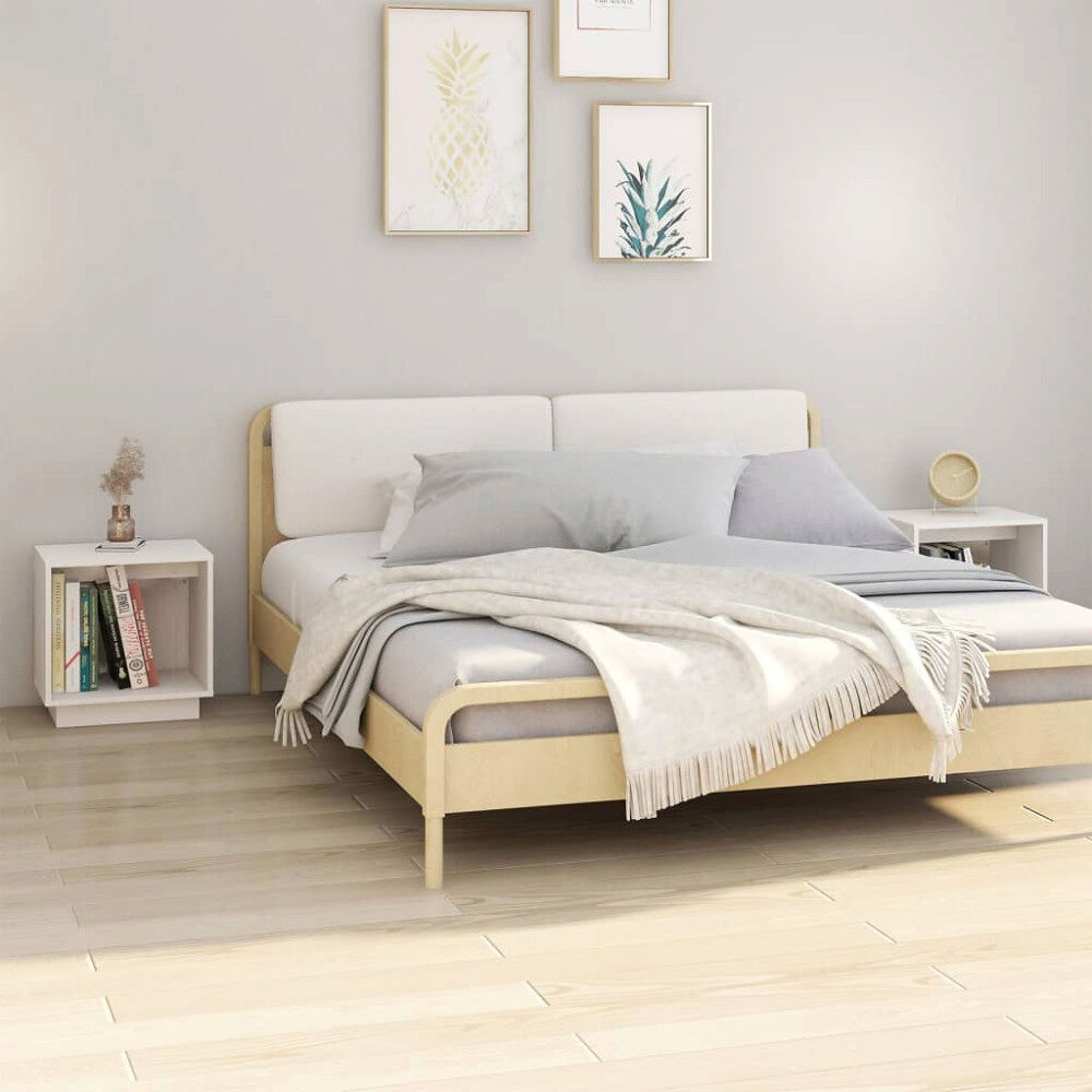 vidaXL Sängbord 2 st vit 40x30x40 cm massiv furu