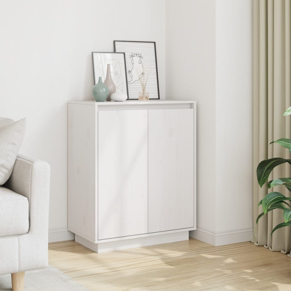 vidaXL Skänk vit 60x34x75 cm massiv furu