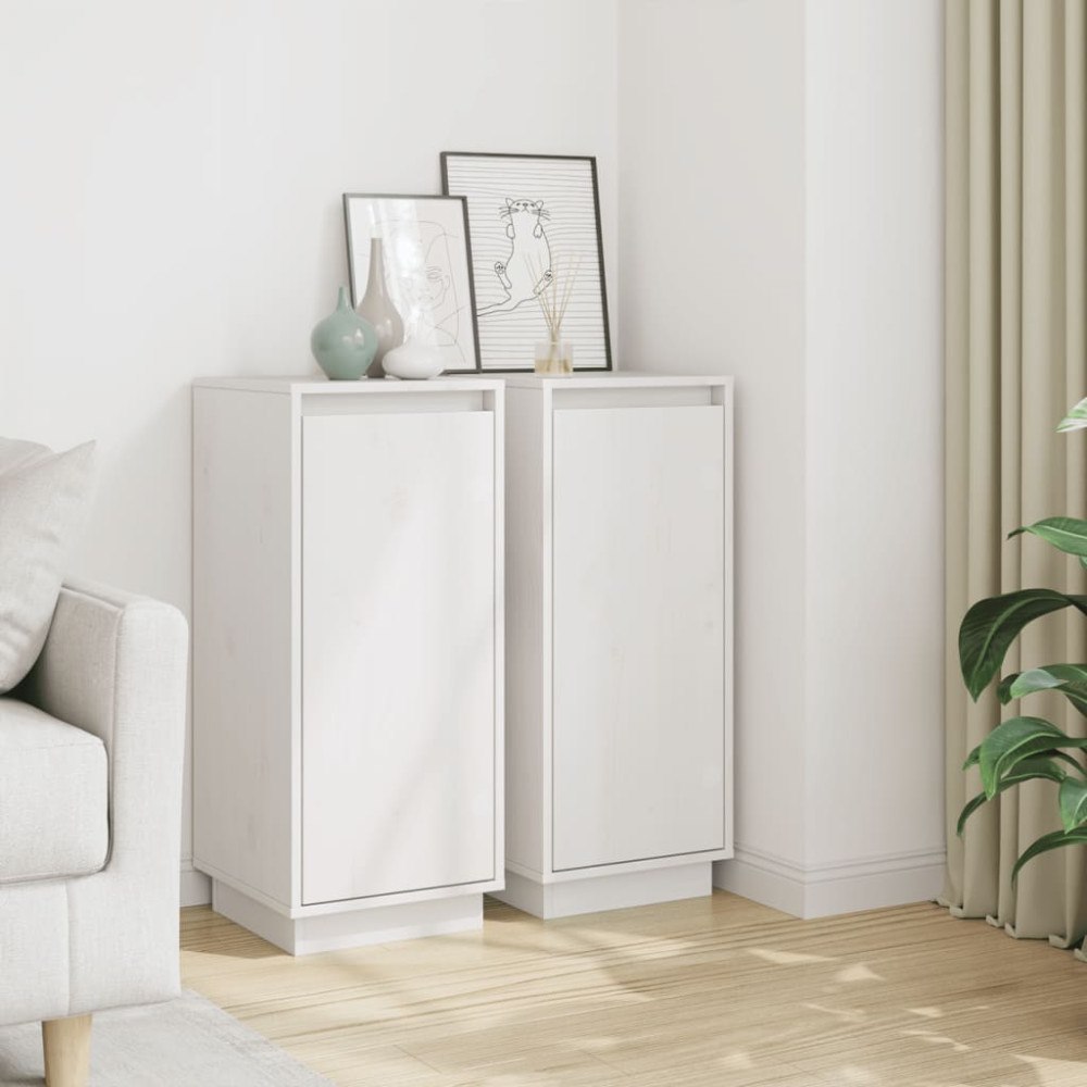 vidaXL Skänkar 2 st vit 31,5x34x75 cm massiv furu