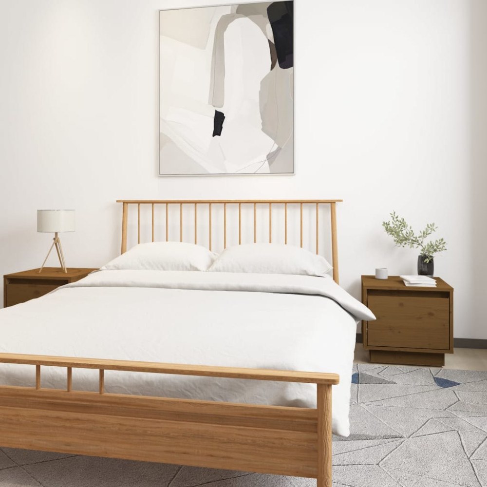 vidaXL Sängbord 2 st honungsbrun 35x34x32 cm massiv furu