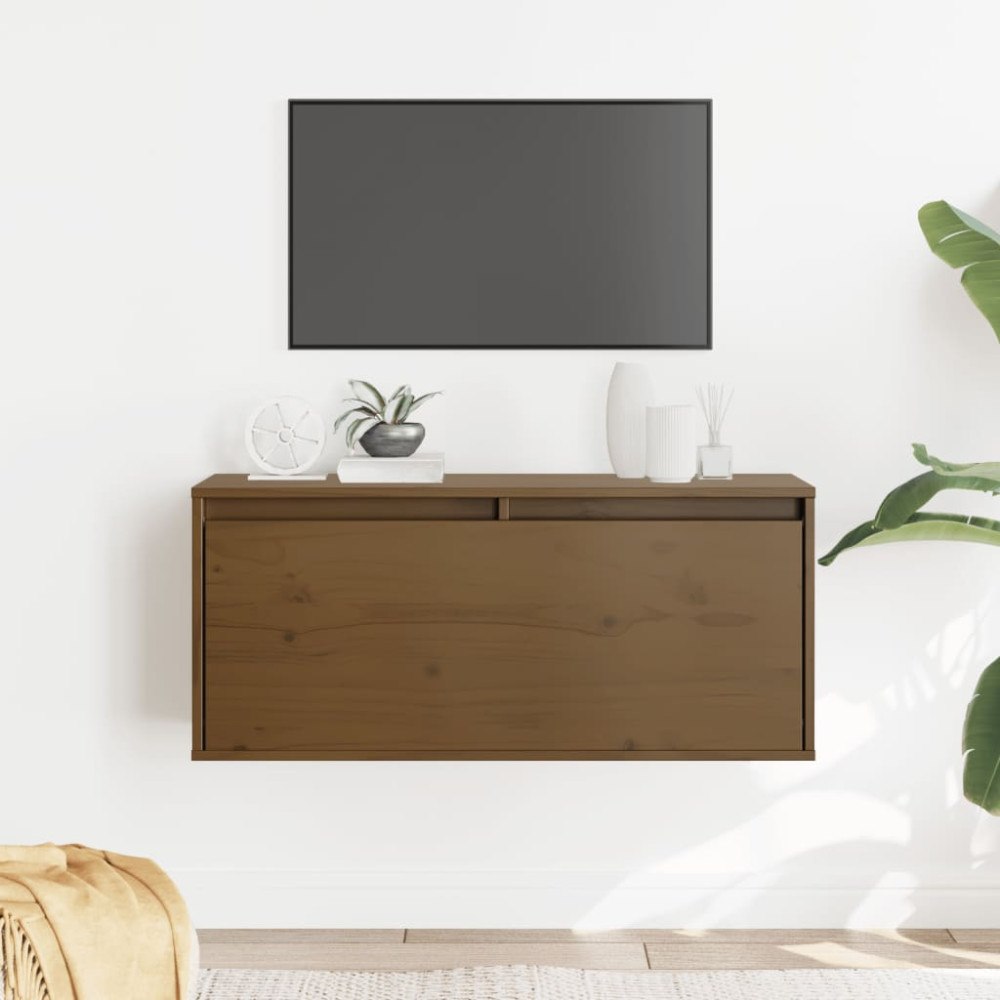 vidaXL Väggskåp honungsbrun 80x30x35 cm massiv furu